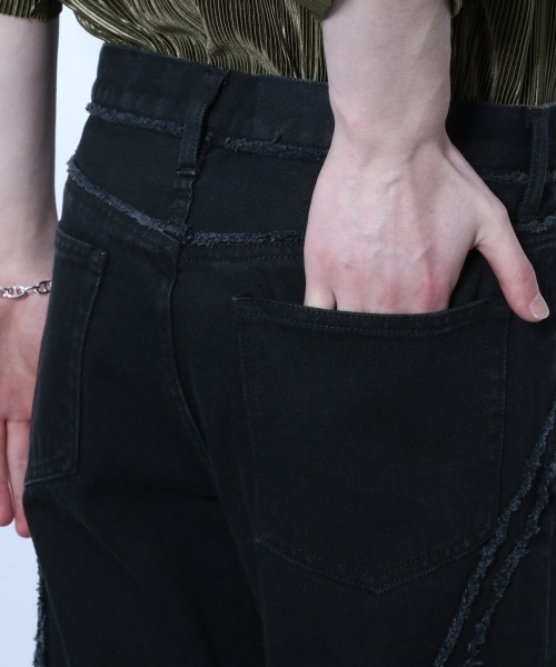 HARE（ハレ）の「フリンジラインデニムパンツ(HARE)（デニムパンツ・メンズ・ブラック/インディゴブルー・SMALL/MEDIUM）」の15枚目の写真