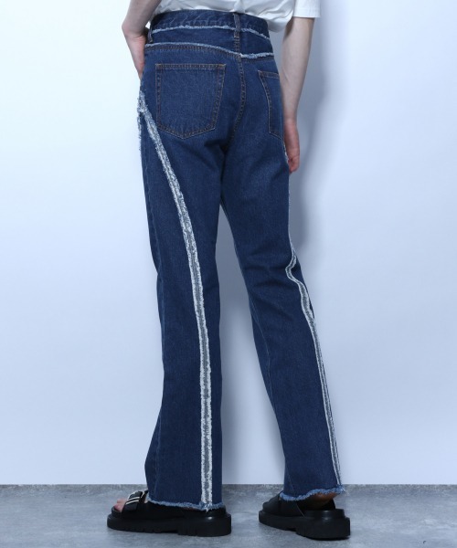 HARE（ハレ）の「フリンジラインデニムパンツ(HARE)（デニムパンツ・メンズ・ブラック/インディゴブルー・SMALL/MEDIUM）」の19枚目の写真