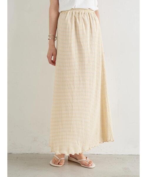 earth music&ecology(アースミュージックアンドエコロジー)の「セミフレアギンガムスカート *(スカート・レディース・ブラック/レッド/イエロー・FREE)」の6枚目の写真