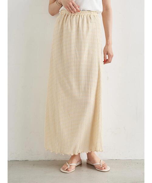 earth music&ecology(アースミュージックアンドエコロジー)の「セミフレアギンガムスカート *(スカート・レディース・ブラック/レッド/イエロー・FREE)」の7枚目の写真