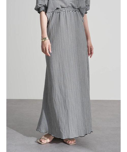 earth music&ecology(アースミュージックアンドエコロジー)の「セミフレアギンガムスカート *(スカート・レディース・ブラック/レッド/イエロー・FREE)」の16枚目の写真