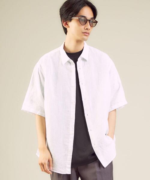 green label relaxing（グリーンレーベルリラクシング）の「OLT CM コルトレイクリネン ジャストルーズ 半袖 シャツ（シャツ/ブラウス・メンズ・ワインレッド/ホワイト/ダークグレー・LARGE/MEDIUM/SMALL/X-LARGE）」の7枚目の写真