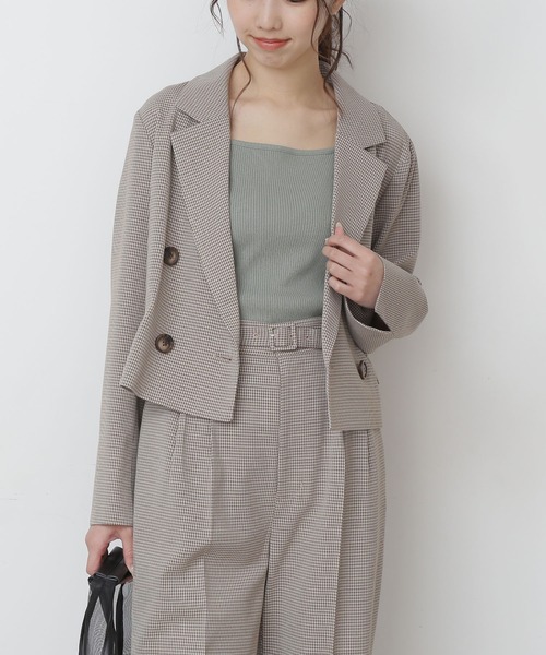 FREE'S MART（フリーズマート）の「【Sシリーズ対応】◆チェック短丈ジャケット（テーラードジャケット・レディース・グレー系その他/ベージュ系その他/ブラウン系その他・SMALL/MEDIUM）」の3枚目の写真