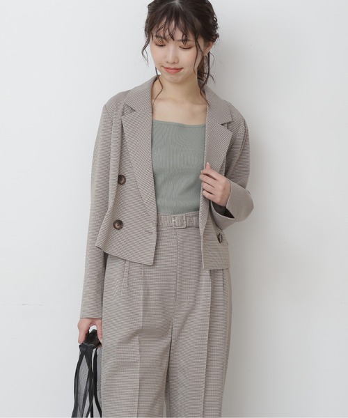 FREE'S MART（フリーズマート）の「【Sシリーズ対応】◆チェック短丈ジャケット（テーラードジャケット・レディース・グレー系その他/ベージュ系その他/ブラウン系その他・SMALL/MEDIUM）」の6枚目の写真