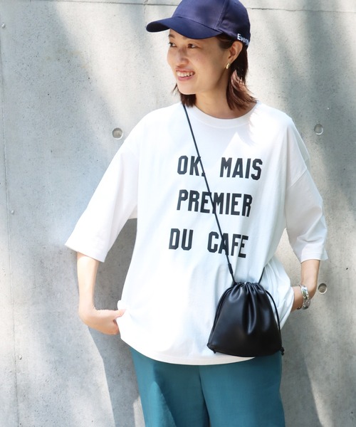 SLOBE IENA(スローブイエナ)の「OKグラフィックBIG TEE【手洗い可能】◆(Tシャツ/カットソー・レディース・ホワイト/ブラック・FREE)」の2枚目の写真