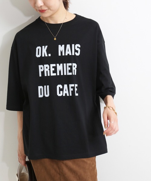 SLOBE IENA(スローブイエナ)の「OKグラフィックBIG TEE【手洗い可能】◆(Tシャツ/カットソー・レディース・ホワイト/ブラック・FREE)」の1枚目の写真