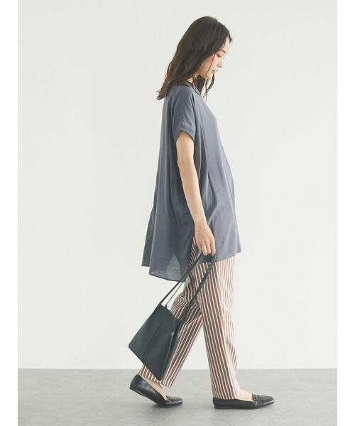 CRAFT STANDARD BOUTIQUE（クラフトスタンダードブティック）の「シアーTブラウスチュニック　＊（Tシャツ/カットソー・レディース・チャコールグレー/ベージュ/サックスブルー/アイボリー・FREE）」の10枚目の写真