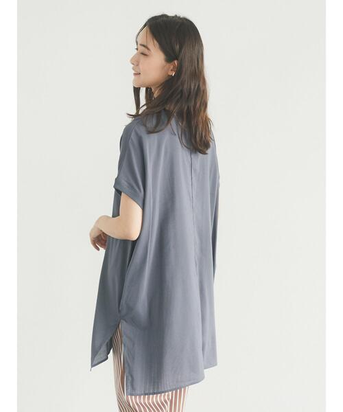 CRAFT STANDARD BOUTIQUE（クラフトスタンダードブティック）の「シアーTブラウスチュニック　＊（Tシャツ/カットソー・レディース・チャコールグレー/ベージュ/サックスブルー/アイボリー・FREE）」の15枚目の写真