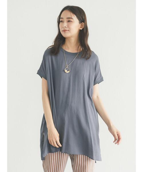 CRAFT STANDARD BOUTIQUE（クラフトスタンダードブティック）の「シアーTブラウスチュニック　＊（Tシャツ/カットソー・レディース・チャコールグレー/ベージュ/サックスブルー/アイボリー・FREE）」の20枚目の写真