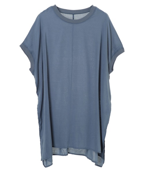 CRAFT STANDARD BOUTIQUE（クラフトスタンダードブティック）の「シアーTブラウスチュニック　＊（Tシャツ/カットソー・レディース・チャコールグレー/ベージュ/サックスブルー/アイボリー・FREE）」の4枚目の写真