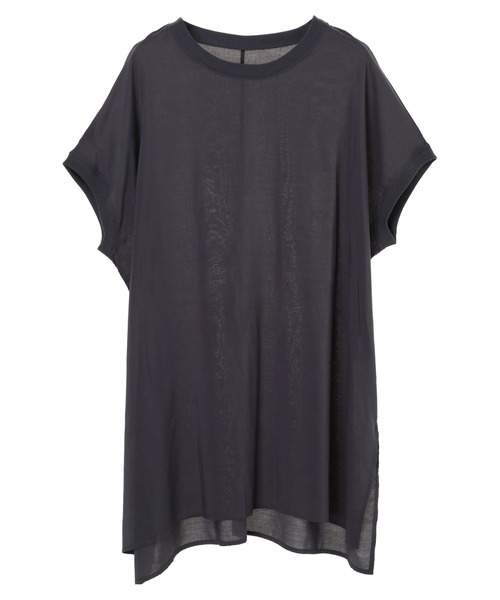 CRAFT STANDARD BOUTIQUE（クラフトスタンダードブティック）の「シアーTブラウスチュニック　＊（Tシャツ/カットソー・レディース・チャコールグレー/ベージュ/サックスブルー/アイボリー・FREE）」の7枚目の写真