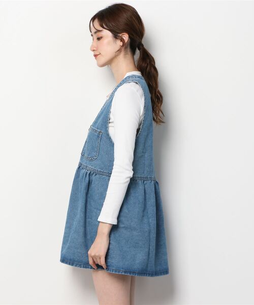 WEGO（ウィゴー）の「WEGO/フロントボタンジャンスカ（ジャンパースカート・レディース・インディゴブルー・MEDIUM）」の9枚目の写真