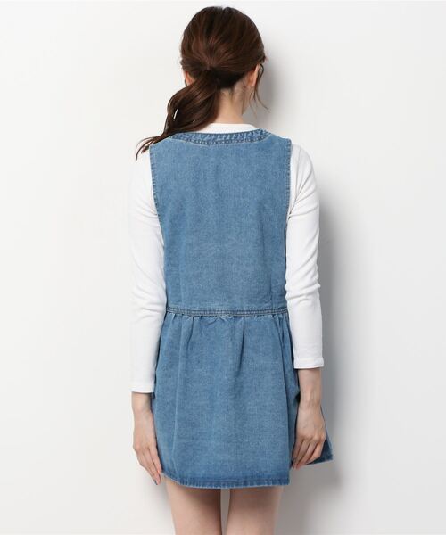 WEGO（ウィゴー）の「WEGO/フロントボタンジャンスカ（ジャンパースカート・レディース・インディゴブルー・MEDIUM）」の3枚目の写真