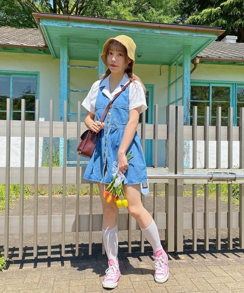 WEGO（ウィゴー）の「WEGO/フロントボタンジャンスカ（ジャンパースカート・レディース・インディゴブルー・MEDIUM）」の7枚目の写真