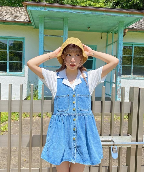 WEGO（ウィゴー）の「WEGO/フロントボタンジャンスカ（ジャンパースカート・レディース・インディゴブルー・MEDIUM）」の11枚目の写真