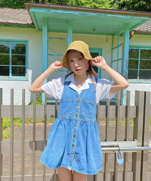 WEGO（ウィゴー）の「WEGO/フロントボタンジャンスカ（ジャンパースカート・レディース・インディゴブルー・MEDIUM）」の5枚目の写真