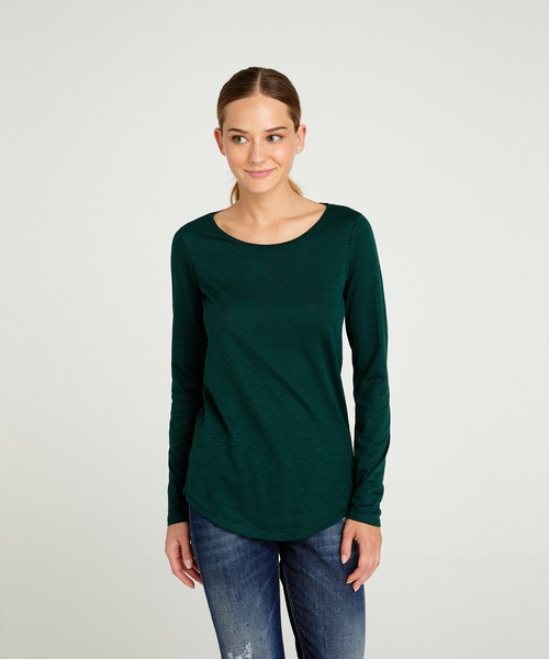 SISLEY（シスレー）の「コットンモダール長袖Tシャツ・カットソー（Tシャツ/カットソー・レディース・ダークグリーン/ダークブラウン/ライトベージュ/ブラック/ホワイト・SMALL/MEDIUM/X-SMALL）」の5枚目の写真