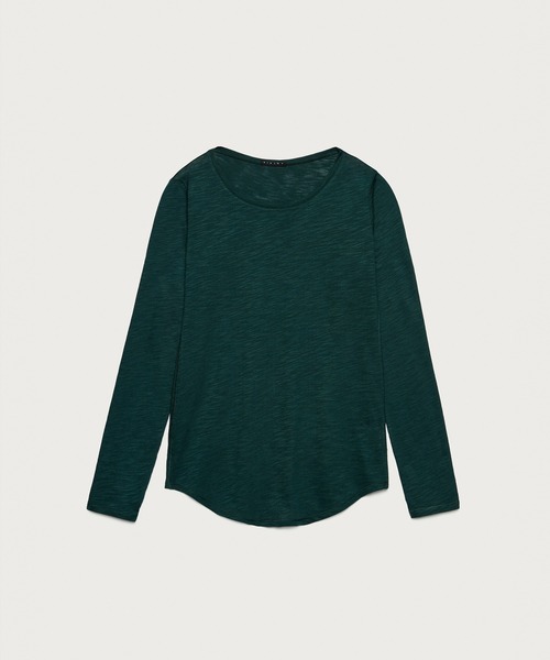 SISLEY（シスレー）の「コットンモダール長袖Tシャツ・カットソー（Tシャツ/カットソー・レディース・ダークグリーン/ダークブラウン/ライトベージュ/ブラック/ホワイト・SMALL/MEDIUM/X-SMALL）」の12枚目の写真