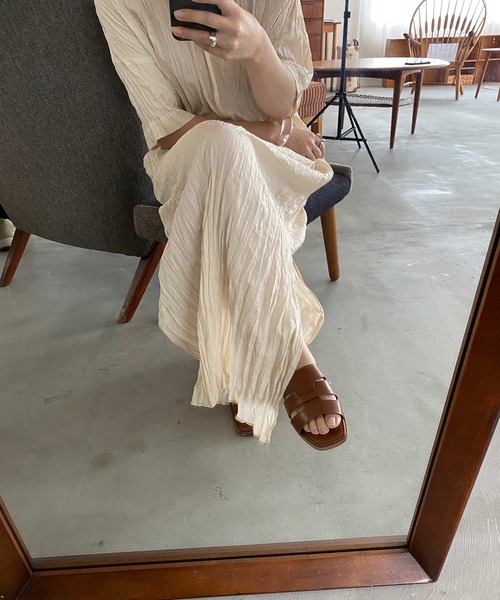 I_am（アイアム）の「crinkle layered ops（ワンピース・レディース・ブラウン/オフホワイト/オレンジ・FREE）」の17枚目の写真