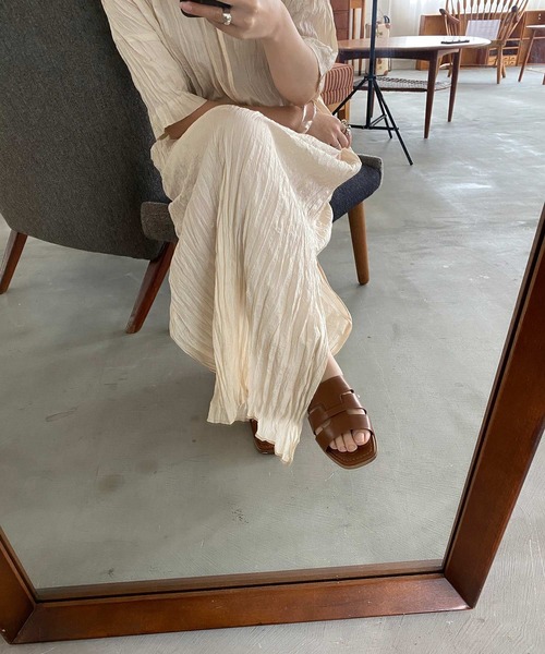 I_am（アイアム）の「crinkle layered ops（ワンピース・レディース・ブラウン/オフホワイト/オレンジ・FREE）」の7枚目の写真