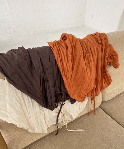 I_am（アイアム）の「crinkle layered ops（ワンピース・レディース・ブラウン/オフホワイト/オレンジ・FREE）」の11枚目の写真