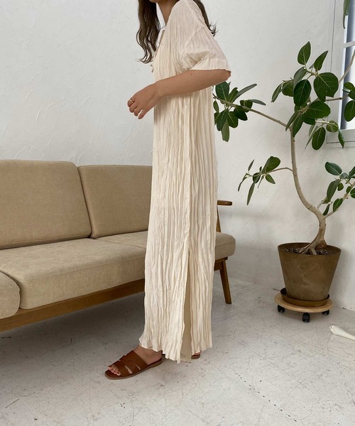 I_am（アイアム）の「crinkle layered ops（ワンピース・レディース・ブラウン/オフホワイト/オレンジ・FREE）」の14枚目の写真