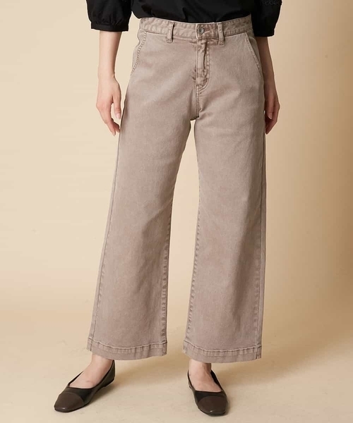 OFUON le MK（オフオンルエムケー）の「【洗濯機で洗える】ストレッチワイドデニム（デニムパンツ・レディース・ベージュ/ネイビー・40/38/36）」の4枚目の写真