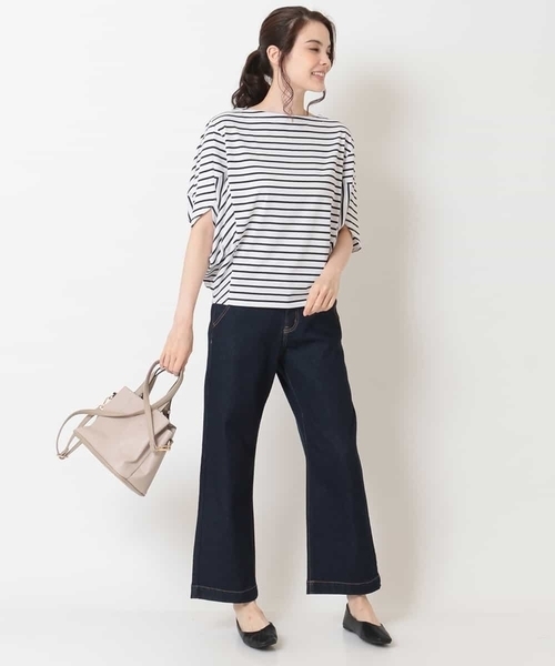 OFUON le MK（オフオンルエムケー）の「【洗濯機で洗える】ストレッチワイドデニム（デニムパンツ・レディース・ベージュ/ネイビー・40/38/36）」の14枚目の写真