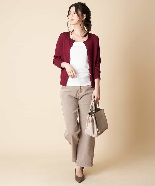 OFUON le MK（オフオンルエムケー）の「【洗濯機で洗える】ストレッチワイドデニム（デニムパンツ・レディース・ベージュ/ネイビー・40/38/36）」の18枚目の写真