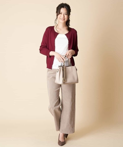 OFUON le MK（オフオンルエムケー）の「【洗濯機で洗える】ストレッチワイドデニム（デニムパンツ・レディース・ベージュ/ネイビー・40/38/36）」の19枚目の写真