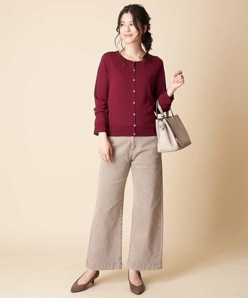 OFUON le MK（オフオンルエムケー）の「【洗濯機で洗える】ストレッチワイドデニム（デニムパンツ・レディース・ベージュ/ネイビー・40/38/36）」の21枚目の写真