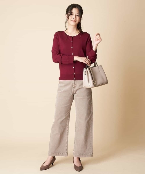 OFUON le MK（オフオンルエムケー）の「【洗濯機で洗える】ストレッチワイドデニム（デニムパンツ・レディース・ベージュ/ネイビー・40/38/36）」の22枚目の写真