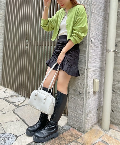 WEGO(ウィゴー)の「WEGO/2WAYリブコンパクトカーディガン(カーディガン/ボレロ・レディース・グリーン/その他1/ブラック/グレー・FREE)」の7枚目の写真