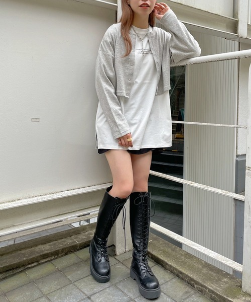 WEGO(ウィゴー)の「WEGO/2WAYリブコンパクトカーディガン(カーディガン/ボレロ・レディース・グリーン/その他1/ブラック/グレー・FREE)」の12枚目の写真