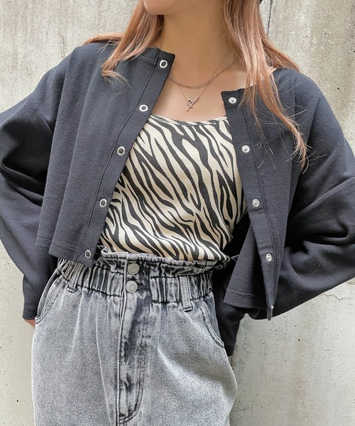 WEGO(ウィゴー)の「WEGO/2WAYリブコンパクトカーディガン(カーディガン/ボレロ・レディース・グリーン/その他1/ブラック/グレー・FREE)」の11枚目の写真