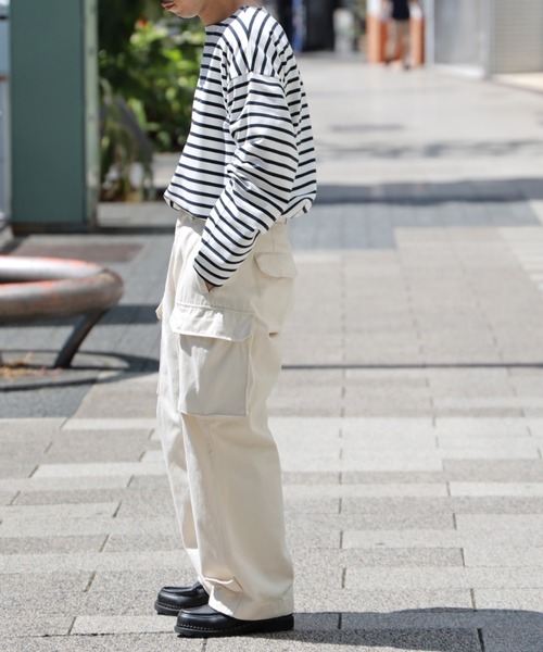 BACK NUMBER（バックナンバー）の「【BACK NUMBER】ビッグシルエットバスクボーダーロンＴ（Tシャツ/カットソー・メンズ・ホワイト×ネイビー/グレー×ホワイト/ネイビー×ホワイト・S/M/L/XL）」の9枚目の写真