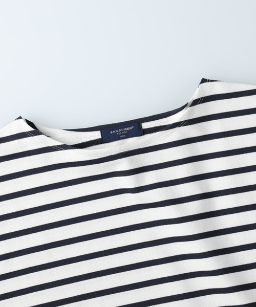 BACK NUMBER（バックナンバー）の「【BACK NUMBER】ビッグシルエットバスクボーダーロンＴ（Tシャツ/カットソー・メンズ・ホワイト×ネイビー/グレー×ホワイト/ネイビー×ホワイト・S/M/L/XL）」の19枚目の写真