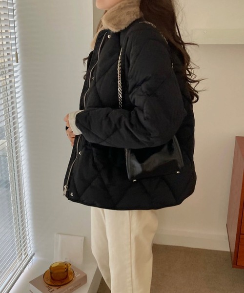 me+em select（ミームセレクト）の「フェイクファー襟キルティング