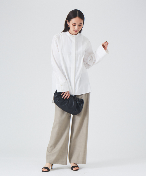 qualite（カリテ）の「ピンタックシャツ（シャツ/ブラウス・レディース・ベージュ/オフホワイト/ストライプ・フリー）」の17枚目の写真