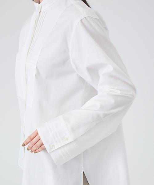 qualite（カリテ）の「ピンタックシャツ（シャツ/ブラウス・レディース・ベージュ/オフホワイト/ストライプ・フリー）」の10枚目の写真