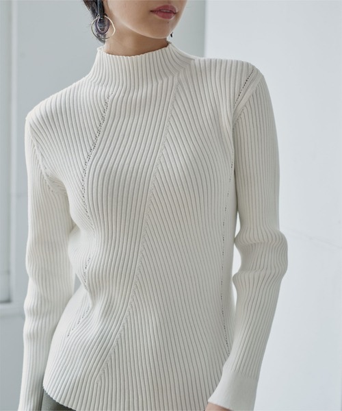 グレー ハイネック 編み込みセーター グレー ハイネック 編み込みセーター