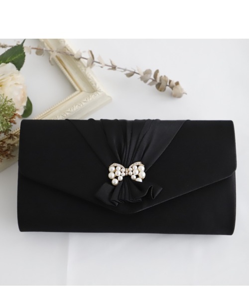 Cupid Heart(キューピッドハート)の「【Cupid Heart】結婚式バッグ/リボンモチーフタック入りクラッチバッグ(クラッチバッグ・レディース・ベージュ/シルバー/ブラック・MEDIUM)」の18枚目の写真