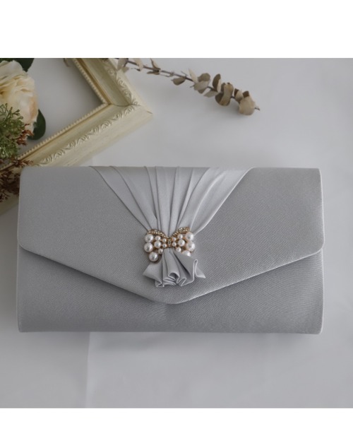 Cupid Heart(キューピッドハート)の「【Cupid Heart】結婚式バッグ/リボンモチーフタック入りクラッチバッグ(クラッチバッグ・レディース・ベージュ/シルバー/ブラック・MEDIUM)」の15枚目の写真