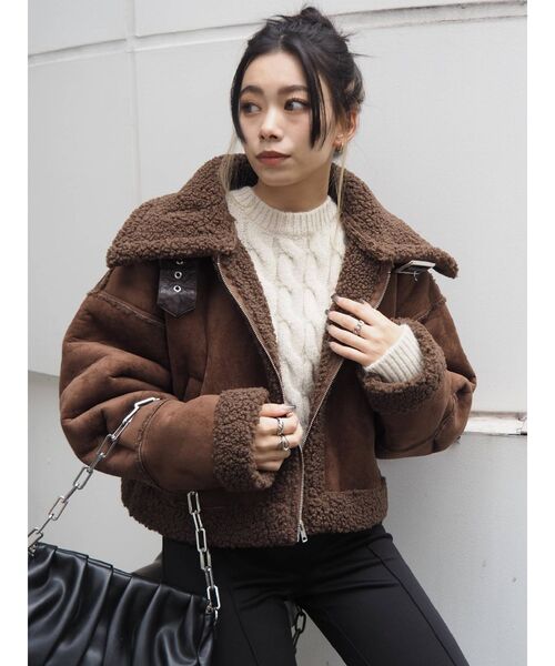 【WEB限定】大幅値下げ! フェイクムートンクロップドブルゾン WEB限定】大幅値下げ! フェイクムートンクロップドブルゾン