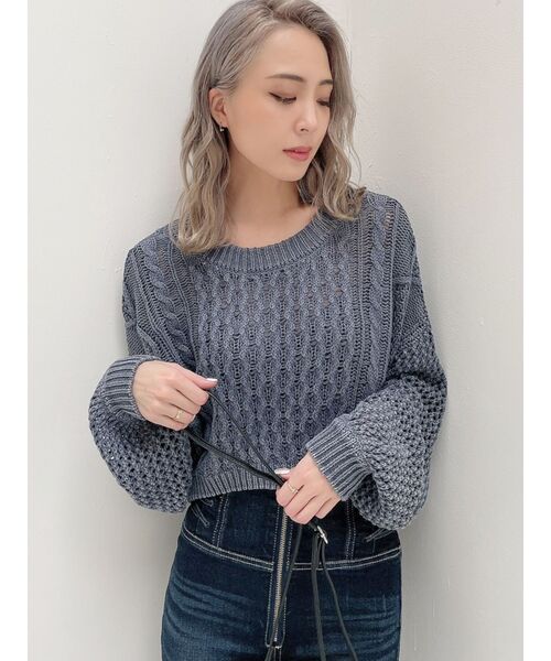 GYDA（ジェイダ）の「2WAYブリーチメッシュスリーブニット トップス（ニット/セーター・レディース・ベージュ/オフホワイト/オリーブ/ネイビー・FREE）」の14枚目の写真