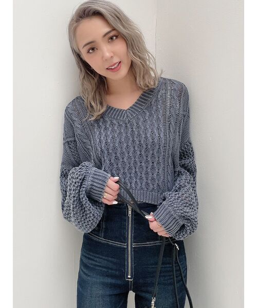 GYDA（ジェイダ）の「2WAYブリーチメッシュスリーブニット トップス（ニット/セーター・レディース・ベージュ/オフホワイト/オリーブ/ネイビー・FREE）」の16枚目の写真