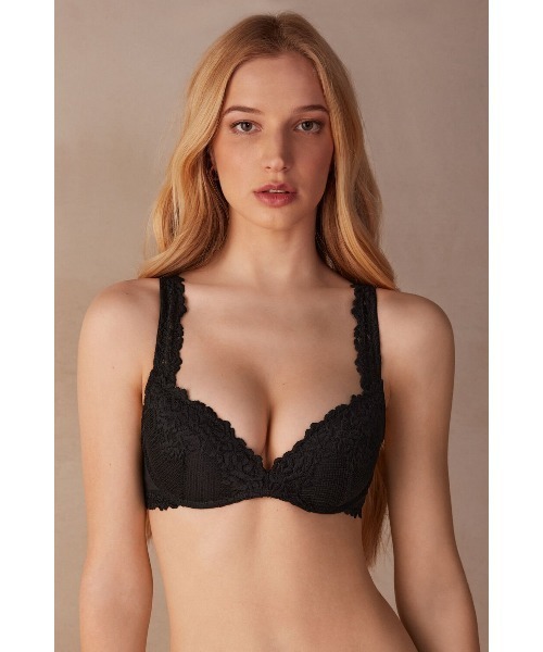 Intimissimi(インティミッシミ)の「Pretty Flowers Gioia スーパープッシュアップブラ【フローラル柄 ボリュームアップ 盛り ノンワイヤー】(ブラジャー・レディース・ブラック×ホワイト/ブラック/ベージュ/ネイビー×ホワイト/キナリ/ライトグレー/ライトブルー/ライトピンク/ライラック/ライトグリーン/インディゴブルー/スモークピンク/アイボリー/アッシュグレー/レッド/モカ・70B/75C/75B/80B/80C/85B/75D)」の19枚目の写真