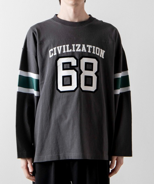 WEGO(ウィゴー)の「WEGO/ヘビーウエイト フットボールBIGロンT(Tシャツ/カットソー・メンズ・スミクロ/オートミール・MEDIUM/LARGE)」の12枚目の写真