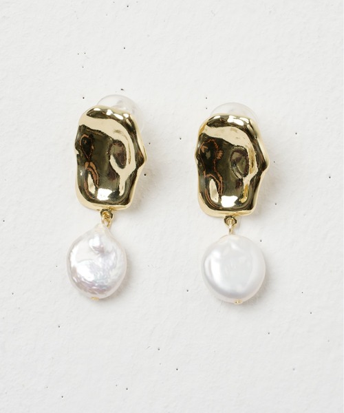 My shawty(マイシャウティー)の「pearl plate pierce(ピアス(両耳用)・レディース・ゴールド・FREE)」の3枚目の写真