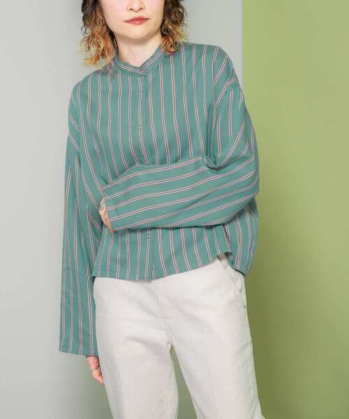 KBF（ケイビーエフ）の「リバーシブルスタンドカラーシャツ（シャツ/ブラウス・レディース・ブルー系その他/ブラウン系その他/ベージュ系その他・ONE）」の3枚目の写真